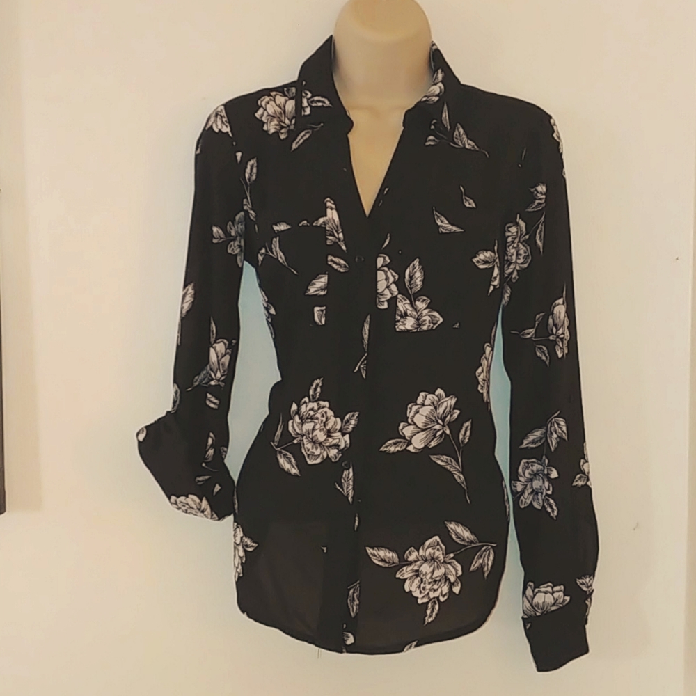 Candies black floral sheer blouse